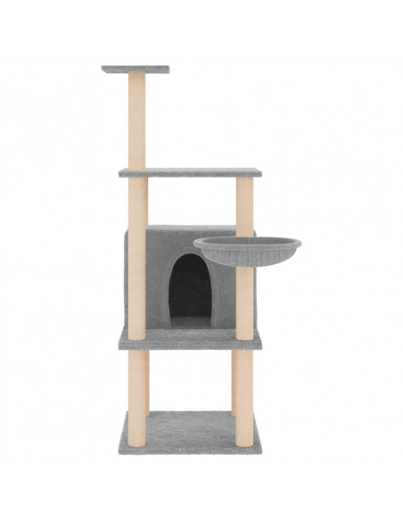 Albero per Gatti con Tiragraffi in Sisal Grigio Chiaro 132 cm