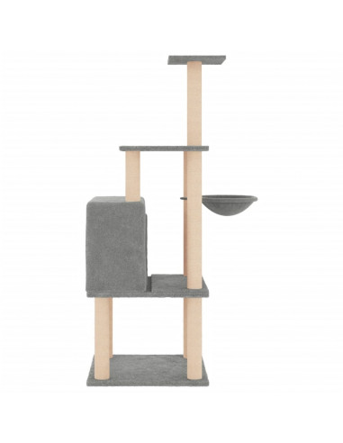 Albero per Gatti con Tiragraffi in Sisal Grigio Chiaro 132 cm