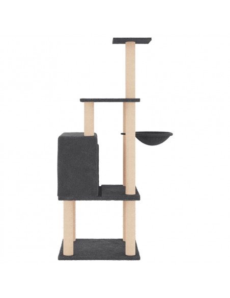 Albero per Gatti con Tiragraffi in Sisal Grigio Scuro 132 cm