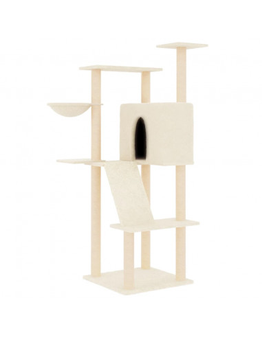 Albero per Gatti con Tiragraffi in Sisal Crema 143 cm