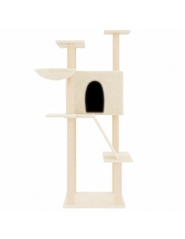 Albero per Gatti con Tiragraffi in Sisal Crema 143 cm
