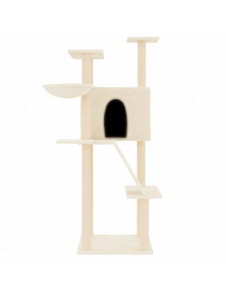 Albero per Gatti con Tiragraffi in Sisal Crema 143 cm