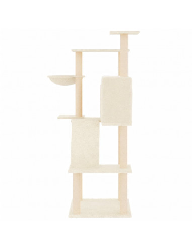 Albero per Gatti con Tiragraffi in Sisal Crema 143 cm