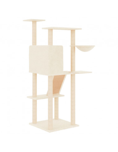Albero per Gatti con Tiragraffi in Sisal Crema 143 cm