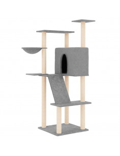 Albero per Gatti con Tiragraffi in Sisal Grigio Chiaro 143 cm 2