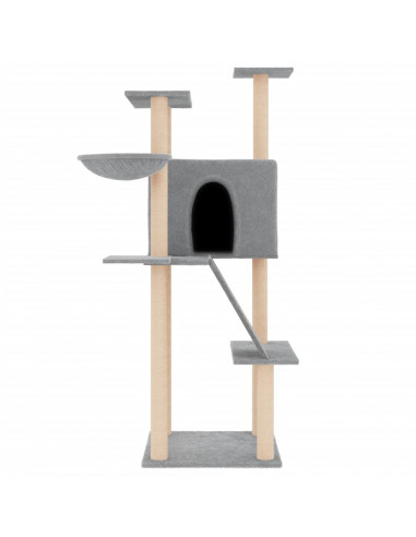 Albero per Gatti con Tiragraffi in Sisal Grigio Chiaro 143 cm