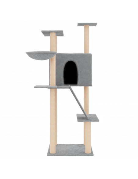 Albero per Gatti con Tiragraffi in Sisal Grigio Chiaro 143 cm
