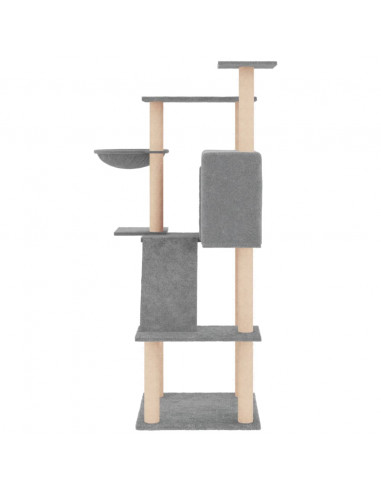 Albero per Gatti con Tiragraffi in Sisal Grigio Chiaro 143 cm