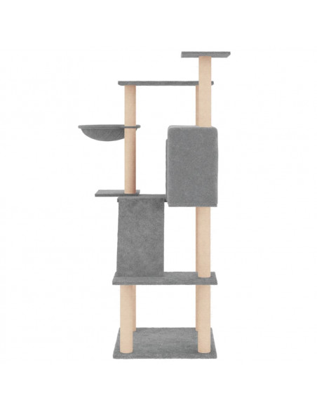 Albero per Gatti con Tiragraffi in Sisal Grigio Chiaro 143 cm