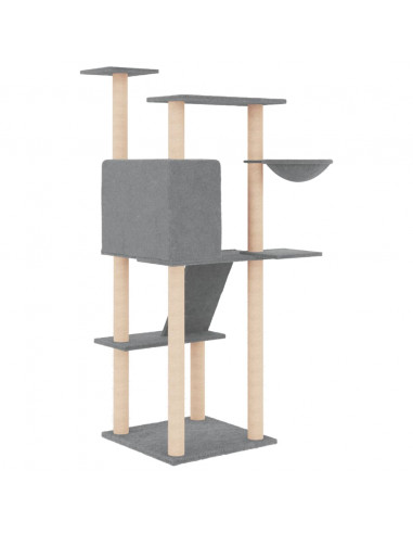 Albero per Gatti con Tiragraffi in Sisal Grigio Chiaro 143 cm