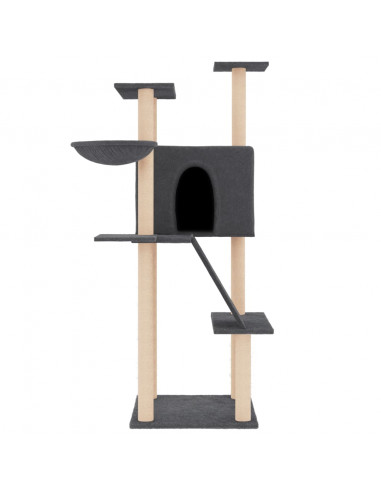 Albero per Gatti con Tiragraffi in Sisal Grigio Scuro 143 cm