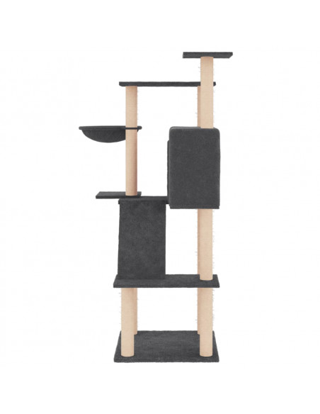 Albero per Gatti con Tiragraffi in Sisal Grigio Scuro 143 cm