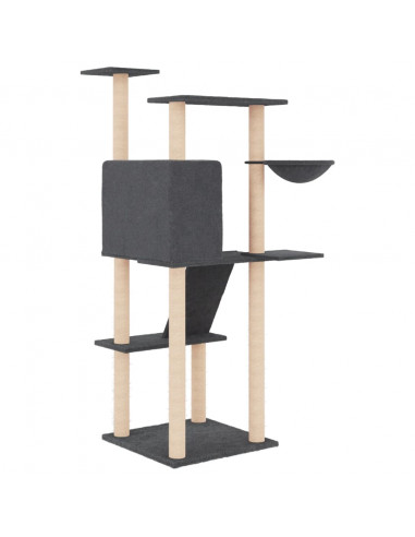 Albero per Gatti con Tiragraffi in Sisal Grigio Scuro 143 cm