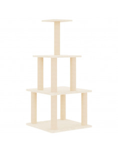 Albero per Gatti con Tiragraffi in Sisal Crema 111 cm 2