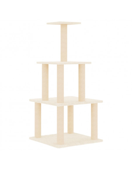 Albero per Gatti con Tiragraffi in Sisal Crema 111 cm