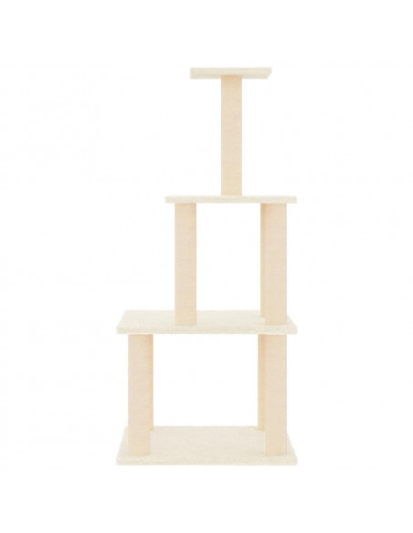 Albero per Gatti con Tiragraffi in Sisal Crema 111 cm