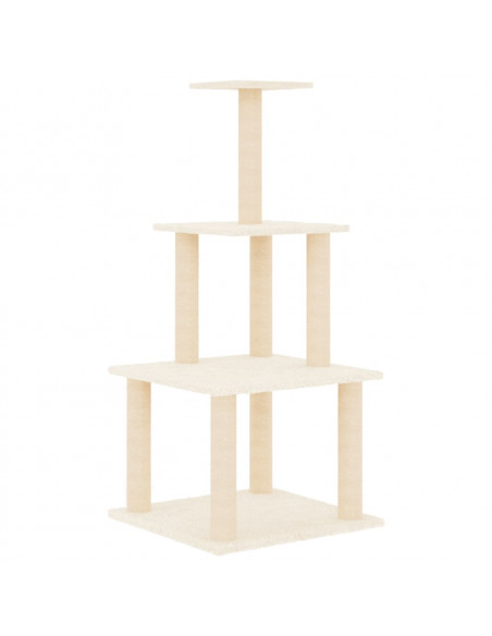 Albero per Gatti con Tiragraffi in Sisal Crema 111 cm