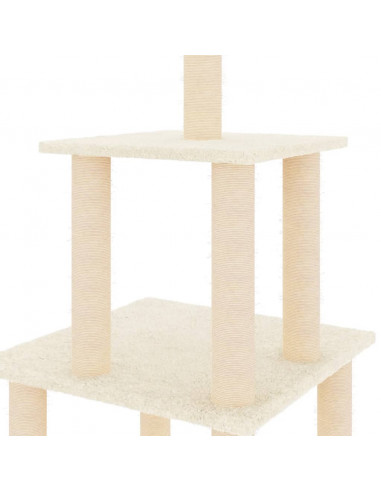 Albero per Gatti con Tiragraffi in Sisal Crema 111 cm