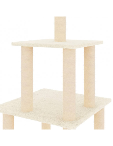 Albero per Gatti con Tiragraffi in Sisal Crema 111 cm