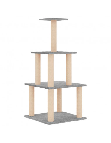 Albero per Gatti con Tiragraffi in Sisal Grigio Chiaro 111 cm