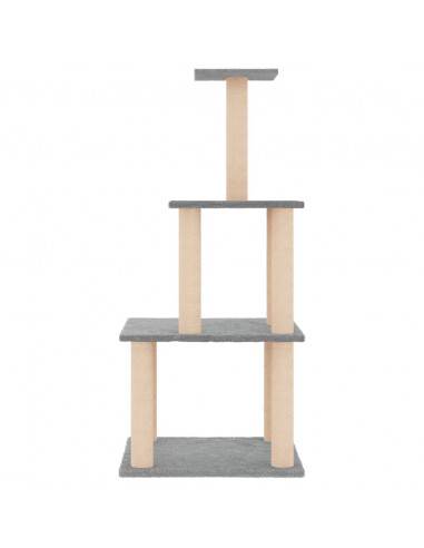 Albero per Gatti con Tiragraffi in Sisal Grigio Chiaro 111 cm
