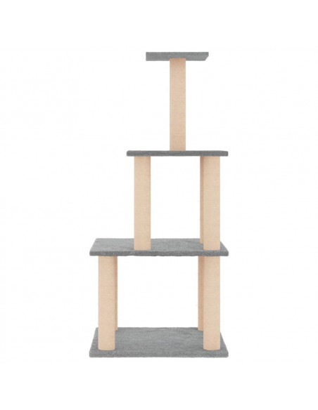 Albero per Gatti con Tiragraffi in Sisal Grigio Chiaro 111 cm