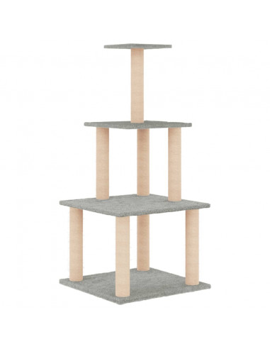 Albero per Gatti con Tiragraffi in Sisal Grigio Chiaro 111 cm