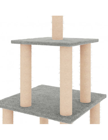 Albero per Gatti con Tiragraffi in Sisal Grigio Chiaro 111 cm