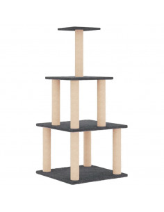 Albero per Gatti con Tiragraffi in Sisal Grigio Scuro 111 cm 2