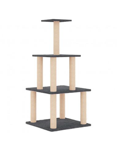 Albero per Gatti con Tiragraffi in Sisal Grigio Scuro 111 cm
