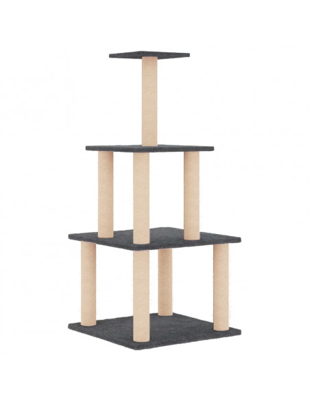 Albero per Gatti con Tiragraffi in Sisal Grigio Scuro 111 cm