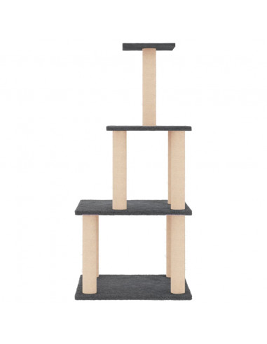 Albero per Gatti con Tiragraffi in Sisal Grigio Scuro 111 cm
