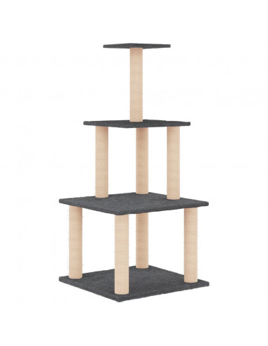 Albero per Gatti con Tiragraffi in Sisal Grigio Scuro 111 cm