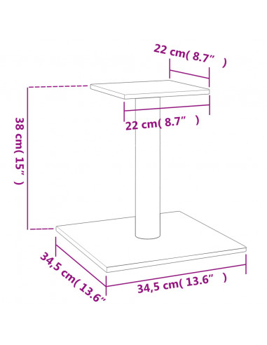 Palo Tiragraffi per Gatti con Piattaforma Grigio Scuro 38 cm