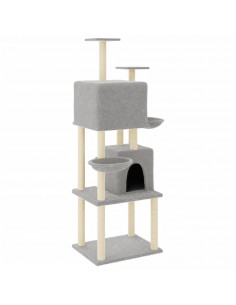 Albero per Gatti con Tiragraffi in Sisal Grigio Chiaro 180 cm 2