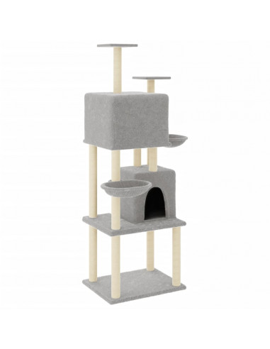 Albero per Gatti con Tiragraffi in Sisal Grigio Chiaro 180 cm