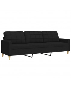 Divano a 3 Posti Nero 210 cm in Tessuto 2