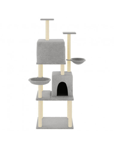 Albero per Gatti con Tiragraffi in Sisal Grigio Chiaro 180 cm