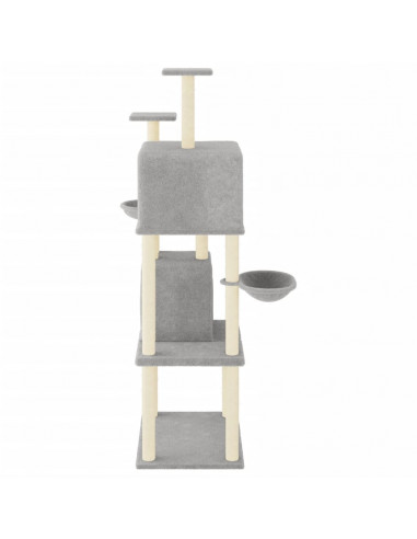 Albero per Gatti con Tiragraffi in Sisal Grigio Chiaro 180 cm