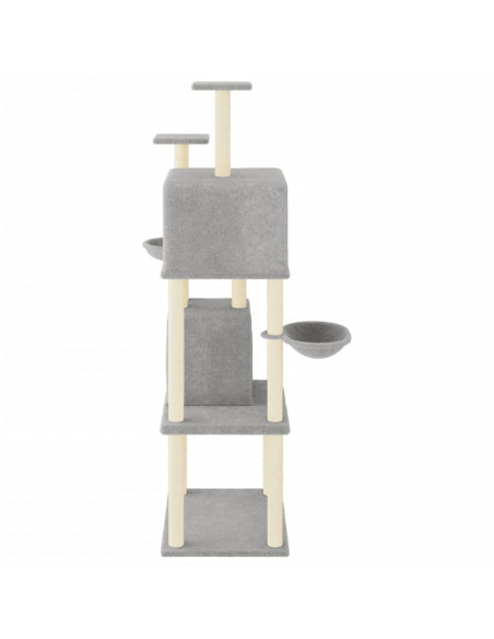 Albero per Gatti con Tiragraffi in Sisal Grigio Chiaro 180 cm