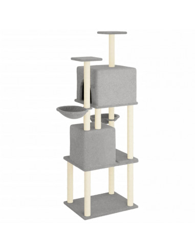 Albero per Gatti con Tiragraffi in Sisal Grigio Chiaro 180 cm