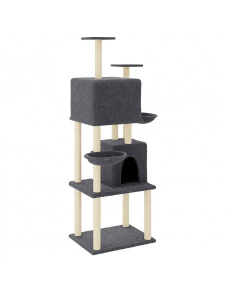 Albero per Gatti con Tiragraffi in Sisal Grigio Scuro 180 cm