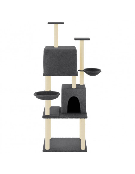 Albero per Gatti con Tiragraffi in Sisal Grigio Scuro 180 cm
