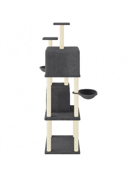 Albero per Gatti con Tiragraffi in Sisal Grigio Scuro 180 cm