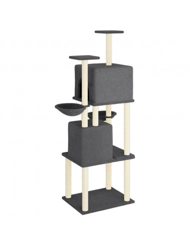 Albero per Gatti con Tiragraffi in Sisal Grigio Scuro 180 cm