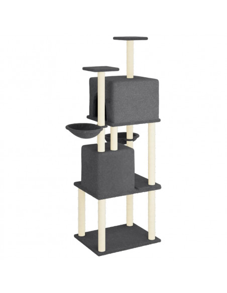 Albero per Gatti con Tiragraffi in Sisal Grigio Scuro 180 cm