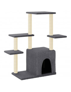 Albero per Gatti con Tiragraffi in Sisal Grigio Scuro 97,5 cm 2