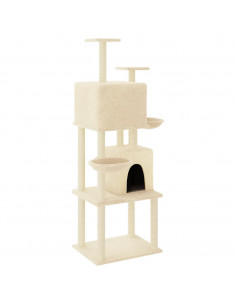 Albero per Gatti con Tiragraffi in Sisal Crema 180 cm 2