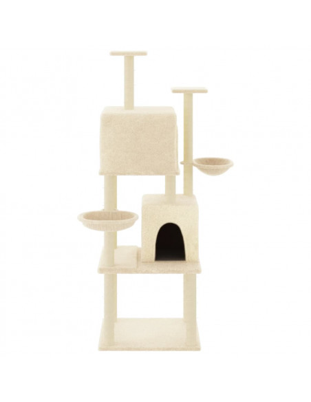 Albero per Gatti con Tiragraffi in Sisal Crema 180 cm
