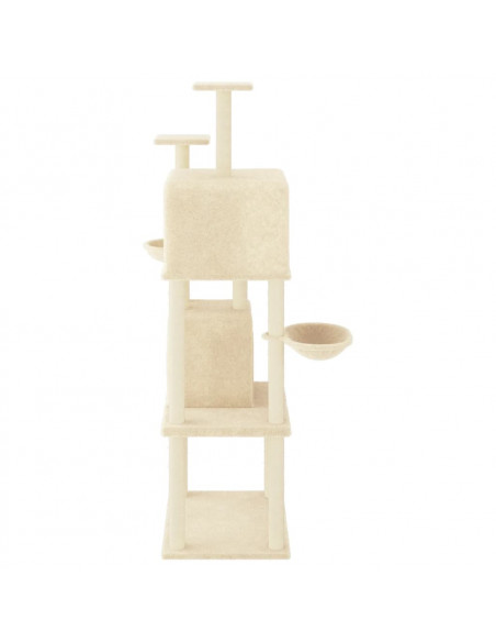 Albero per Gatti con Tiragraffi in Sisal Crema 180 cm